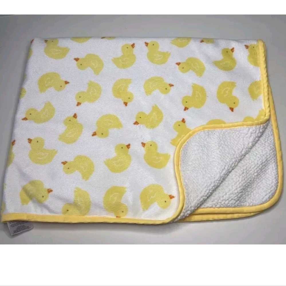 Carter's Ducks Baby Blanket Yellow White Orange Sherpa Lovey Rubber Duckies #F21